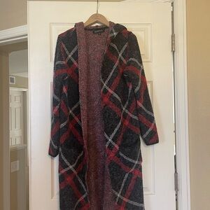 Joseph A Red and Black Cape Cozy Wool Blend